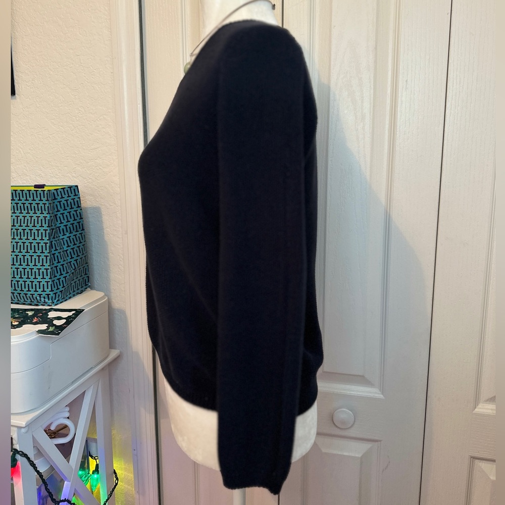 Les Copains Navy Pebble Stitch Long Sleeve Sweater (44) - Picture 4 of 8